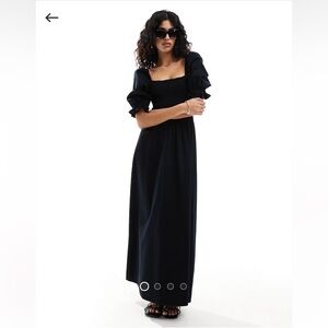 ASOS DESIGN Soft Denim Maxi Dress with Puffed Sleeves